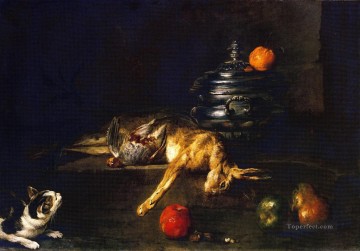  Soup Painting - Jean Baptiste Simeon Chardin xx A Soup Tureen with a Cat Stalking a Partridge and Hare